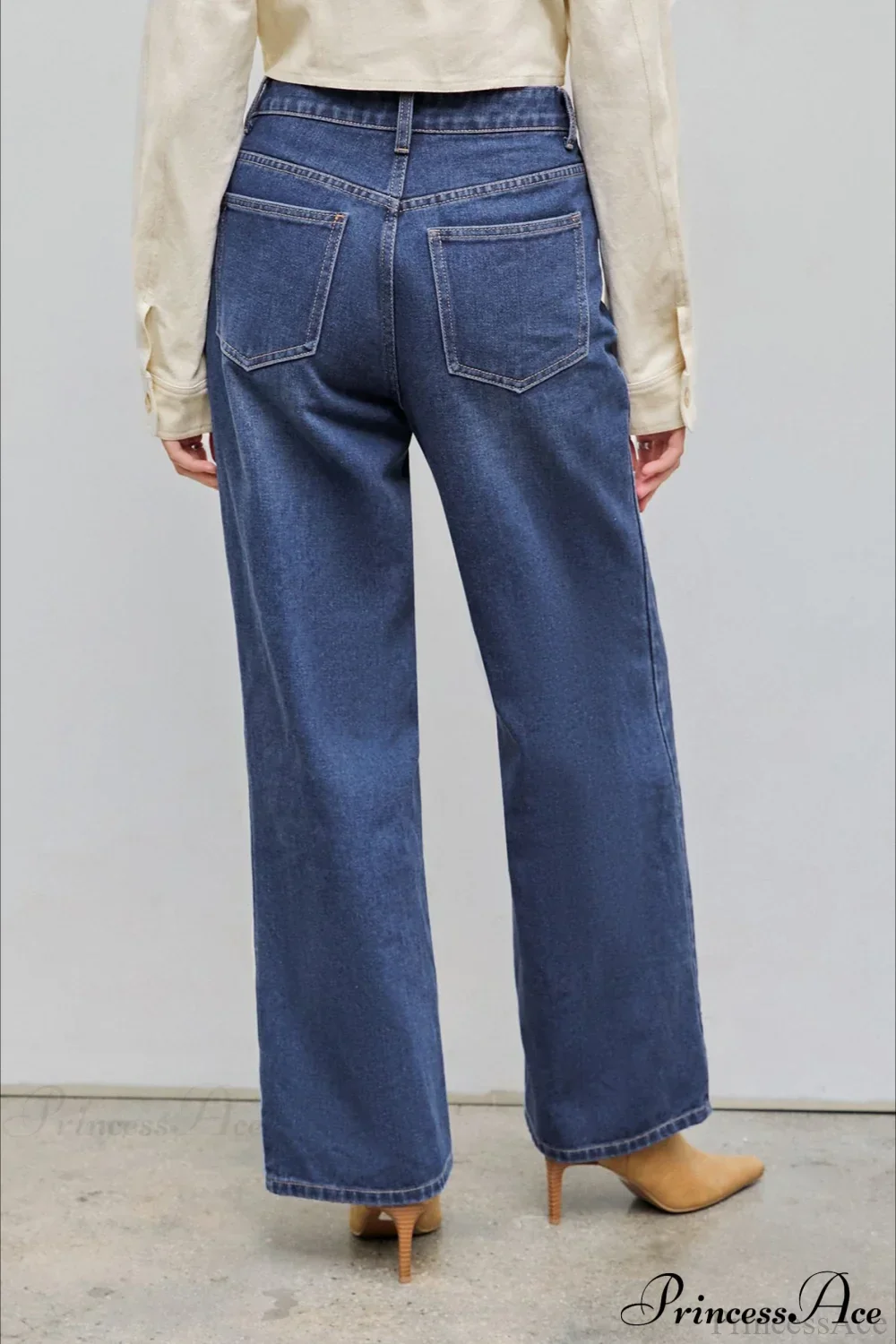 Straight Relaxed Asymmetrical Button Jeans - Image 2