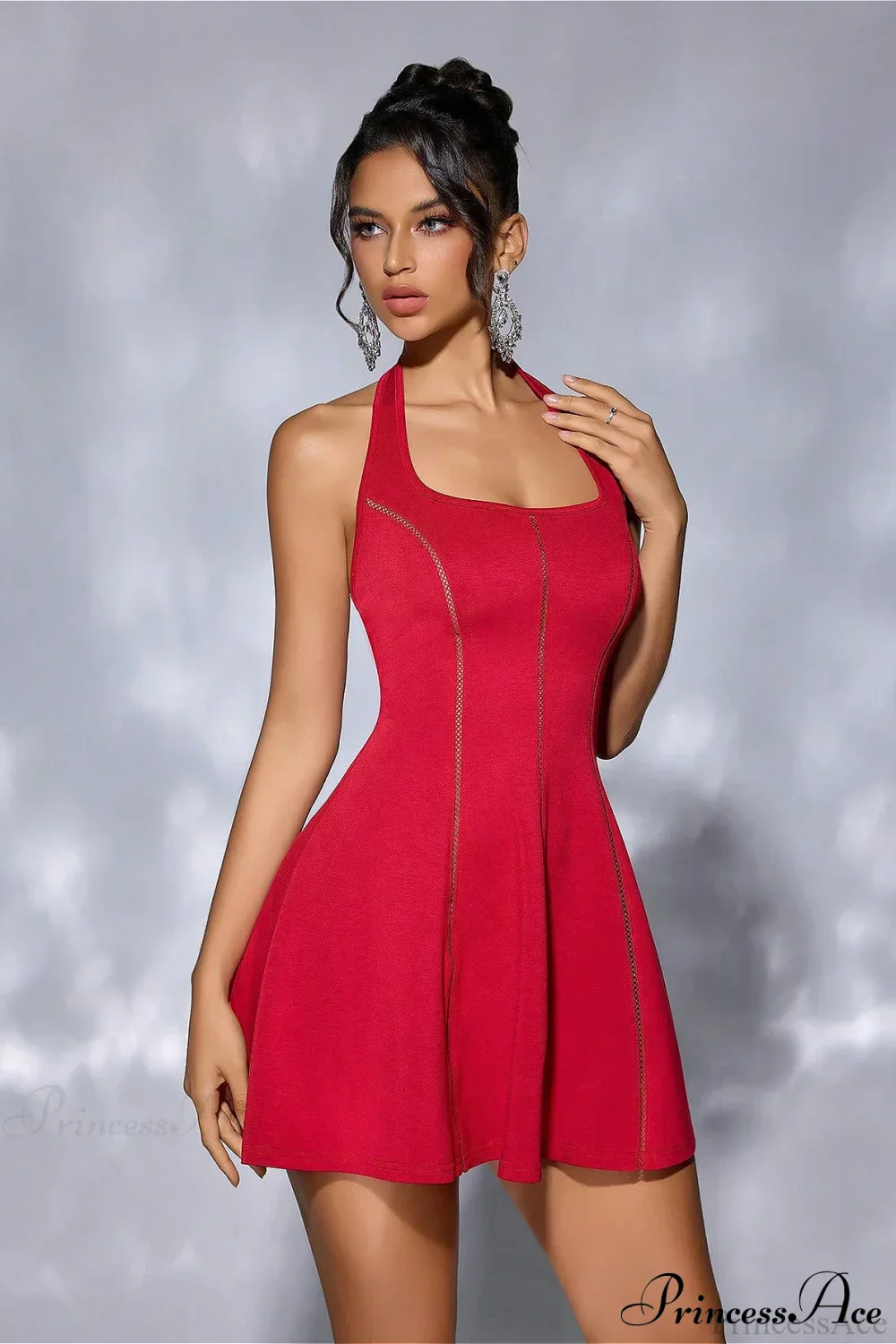 Strapless Tie Open-Back Paneled Short Party Dress - Image 3