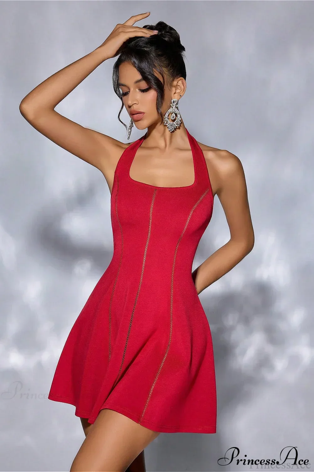 Strapless Tie Open-Back Paneled Short Party Dress - Image 4