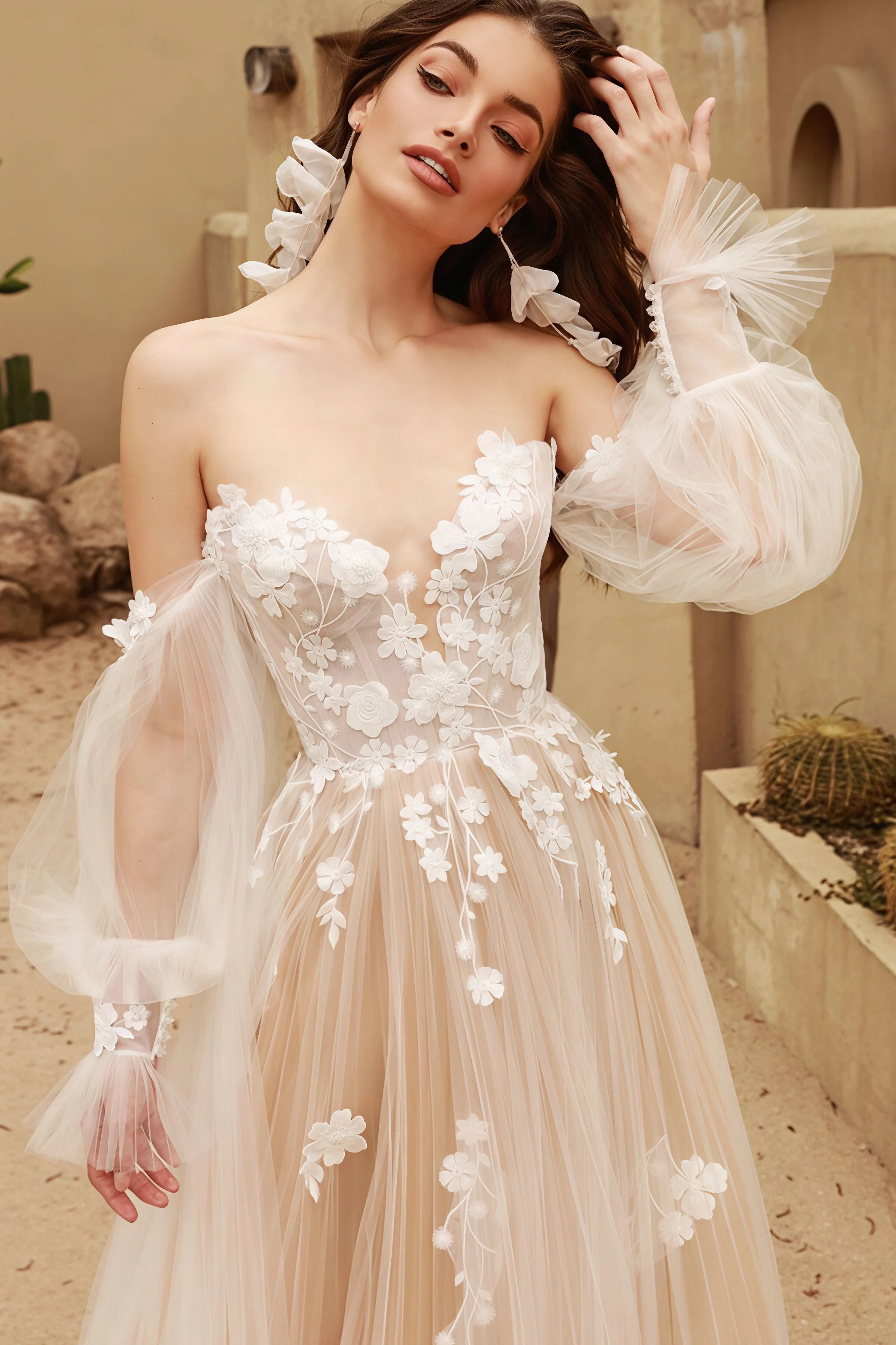 Strapless Vintage Lace Off Shoulder Wedding Dress - Image 2
