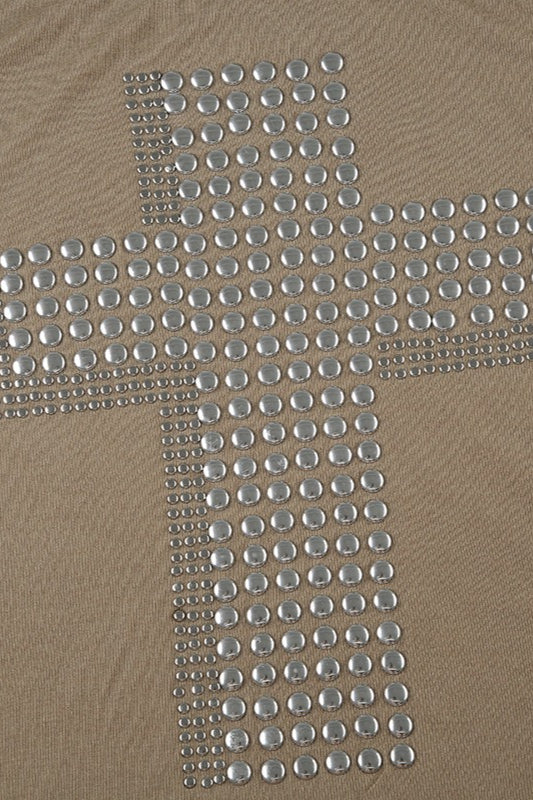Street Cross Metallic Print Loose Casual T-shirt - Image 7