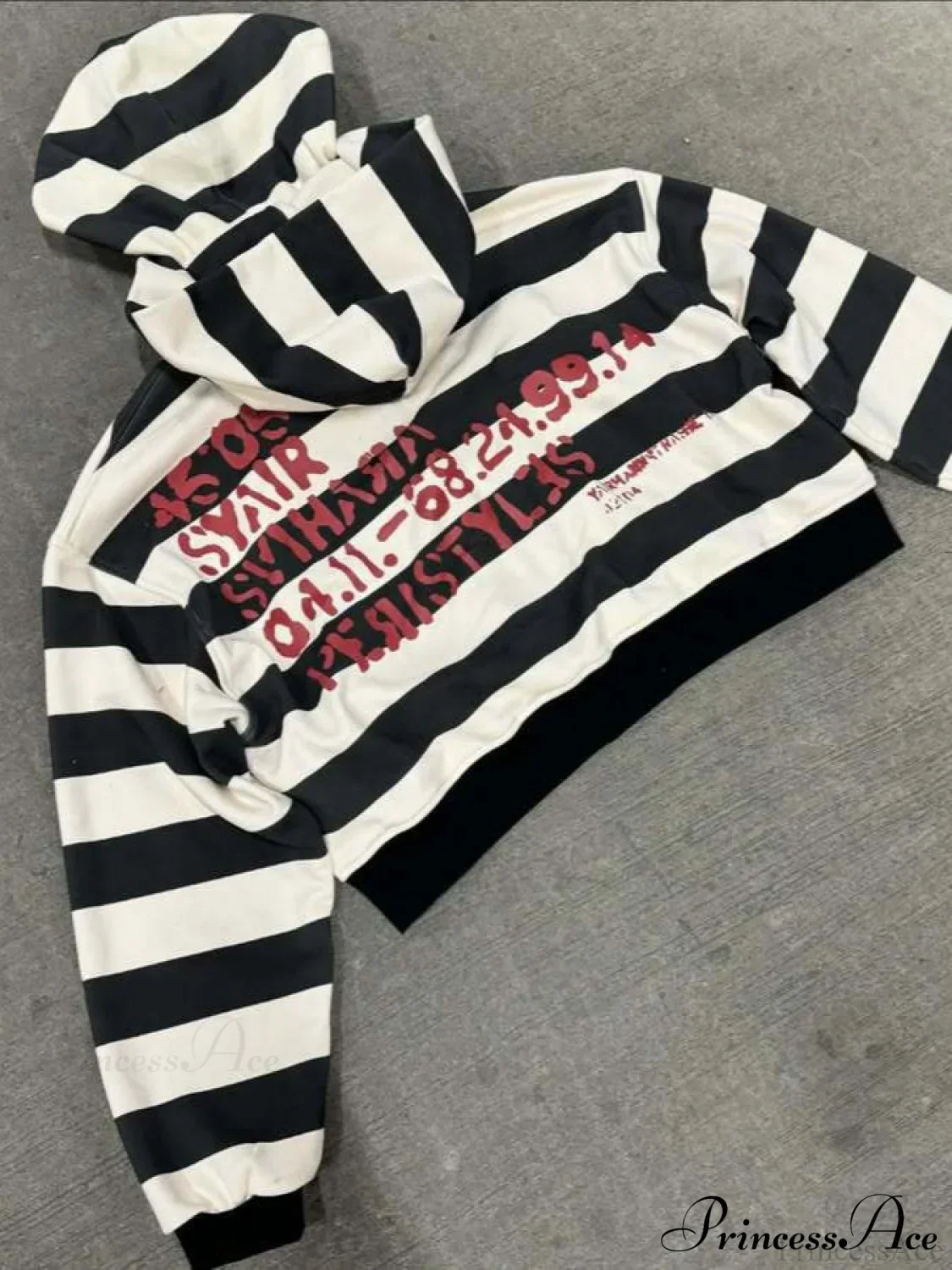 Hip-Hop Double-Layered Hood Graphic Print  Hoodie - Image 2