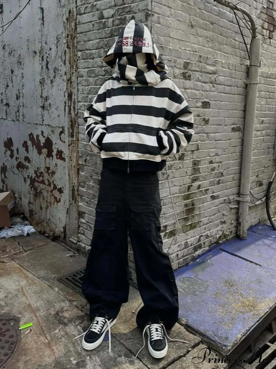 Hip-Hop Double-Layered Hood Graphic Print  Hoodie - Image 5