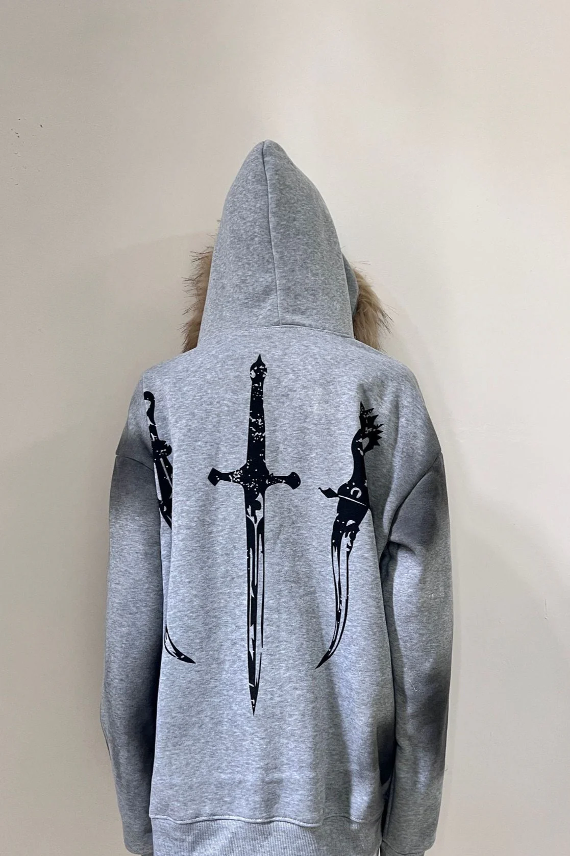Street Print Fur Trimmed Relaxed Hoodie - Image 4