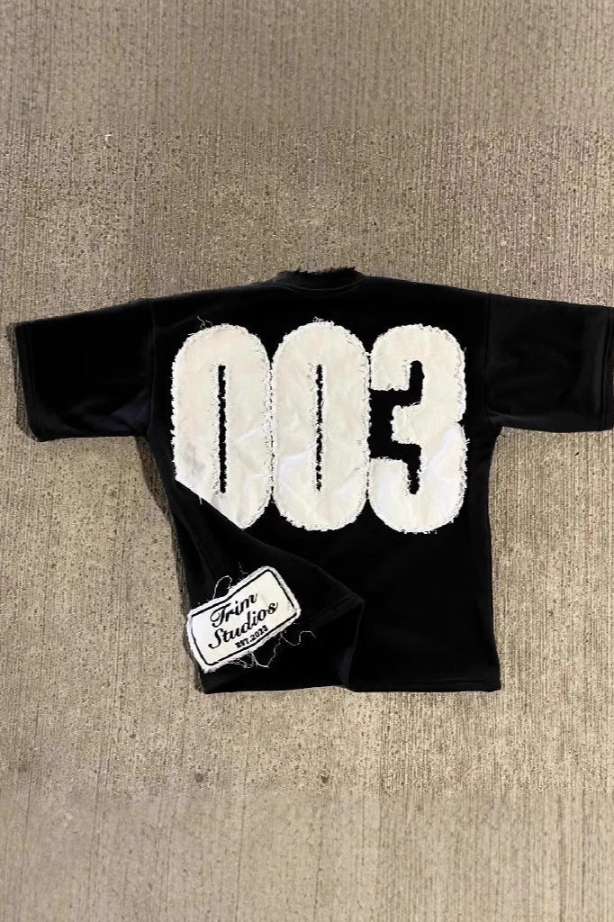 Street Pullover Letter Patch Loose Crew T-shirt - Image 2