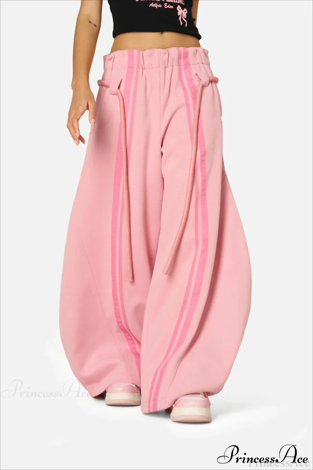 Streetwear Drawstring High-Waist Wide Pants - Image 4