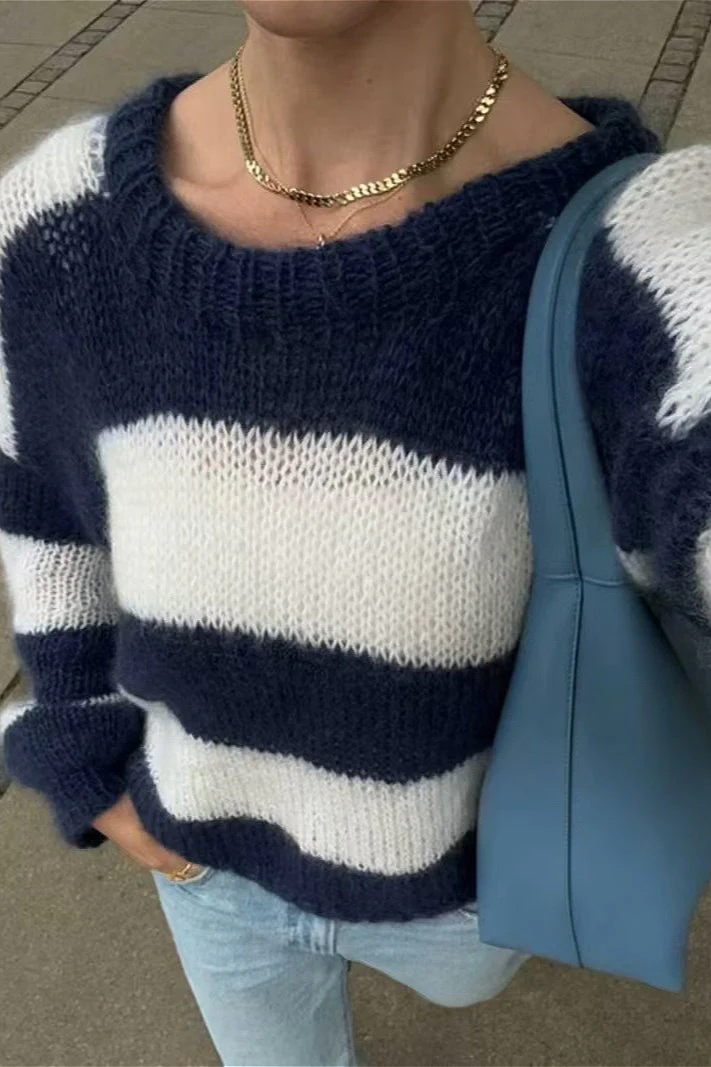 Streetwear Striped Crewneck Casual Stylish Sweater - Image 3