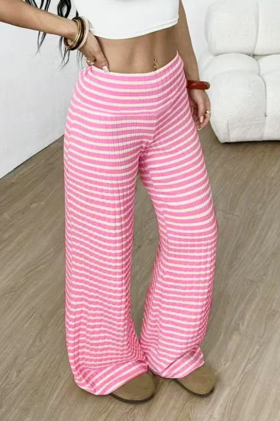 Stripe Solid Knit Straight Leg Pants - Image 8