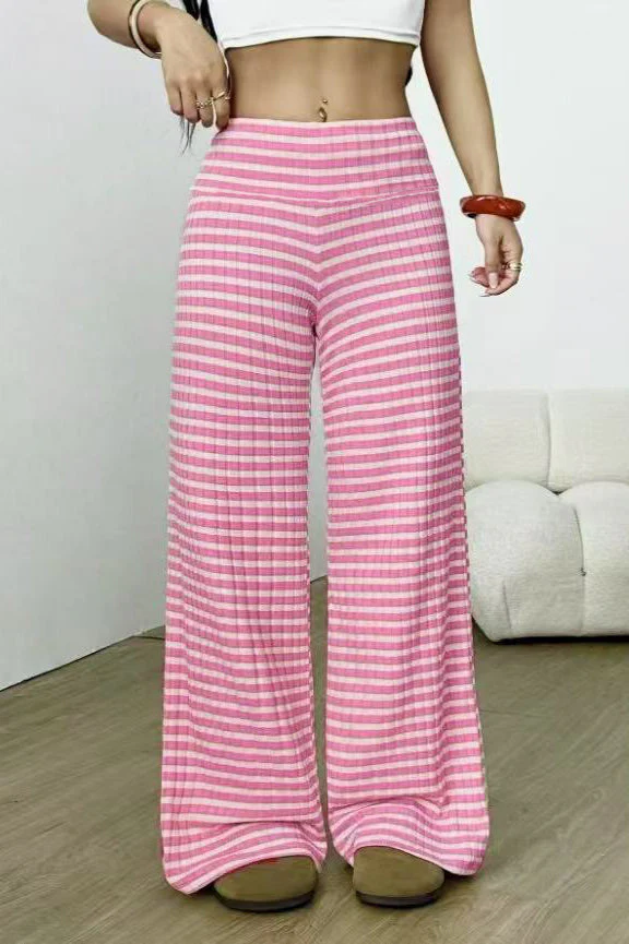Stripe Solid Knit Straight Leg Pants - Image 9