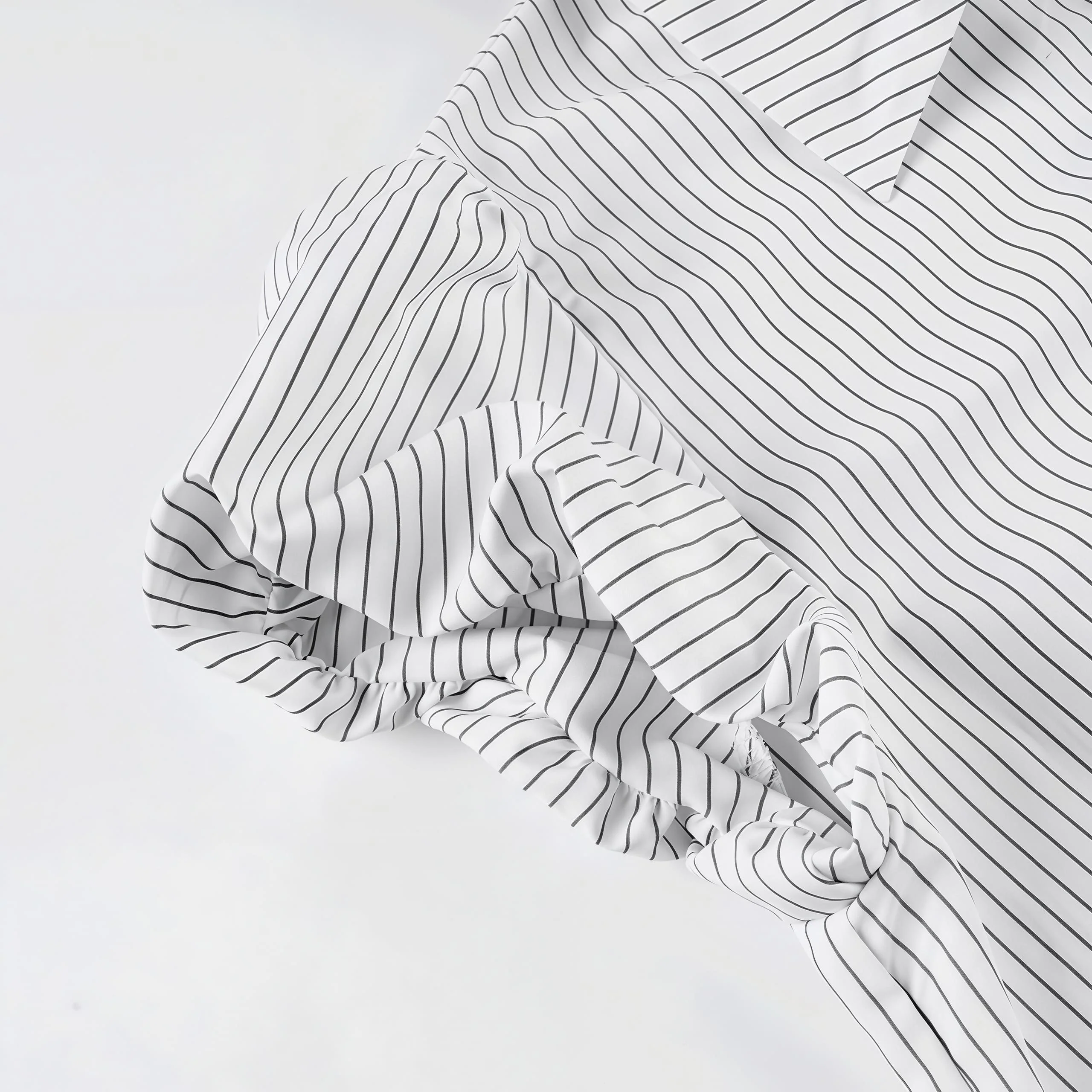 Striped Button Down Shirt Tie Waist Lapel Blouse - Image 4