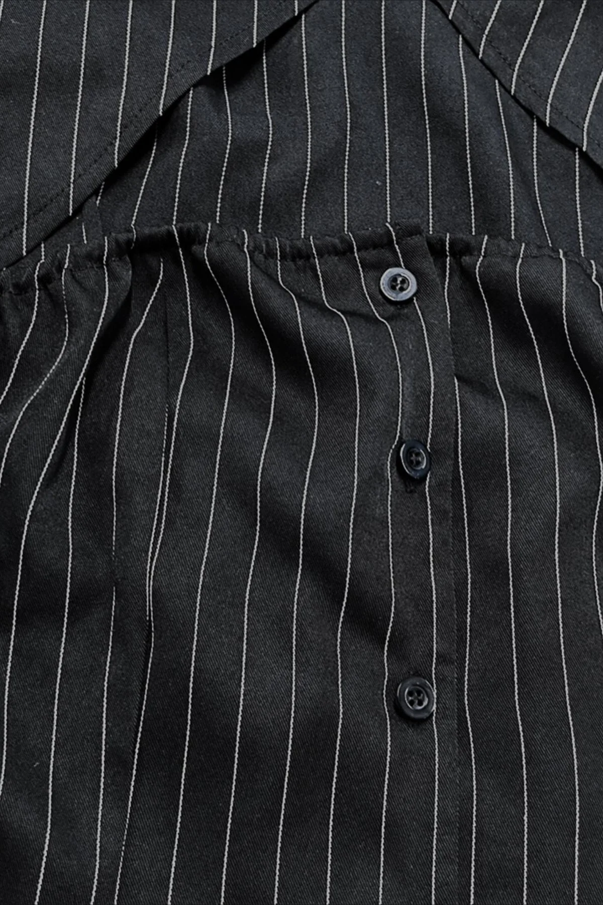 Striped Collared Buttoned Hollow Long Sleeve Blouse - Image 6