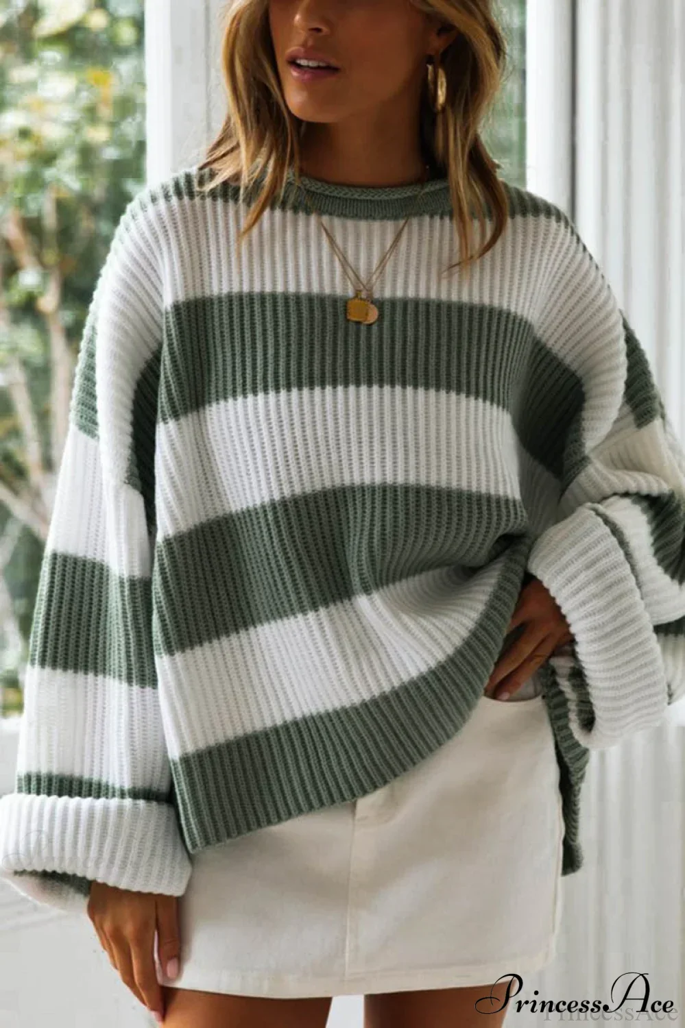 Striped Color-Block Rolled-Neck Sweater - Image 2