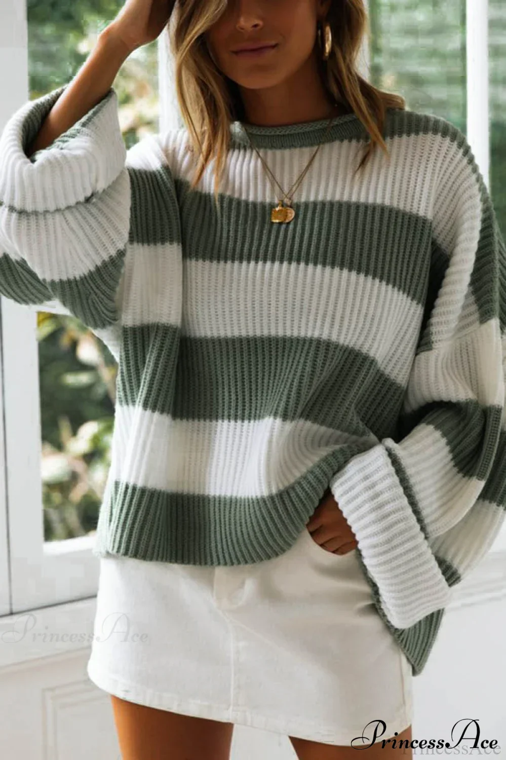 Striped Color-Block Rolled-Neck Sweater - Image 3