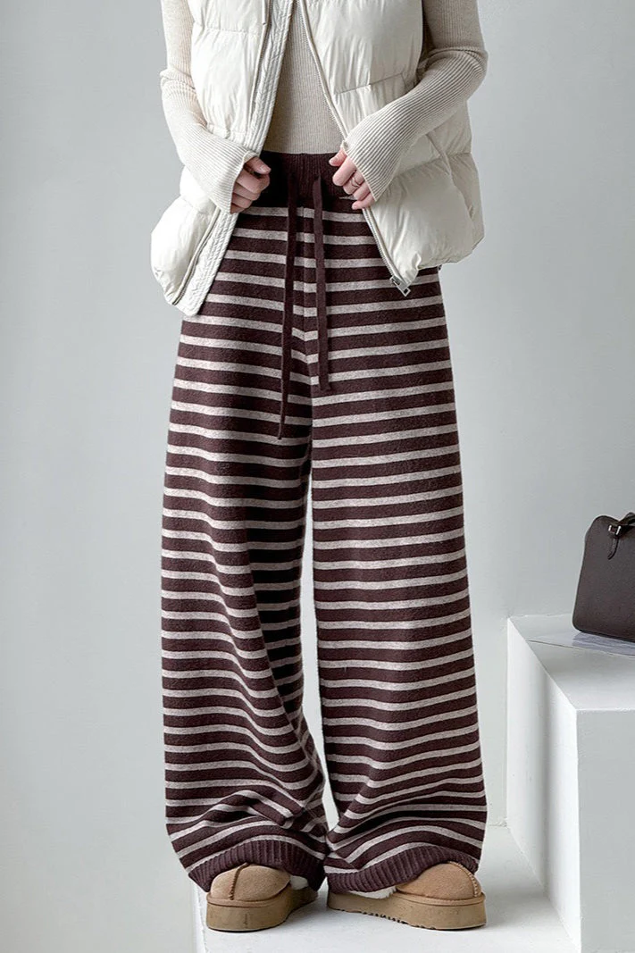 Striped Knit Thickened Casual Pants - Image 2