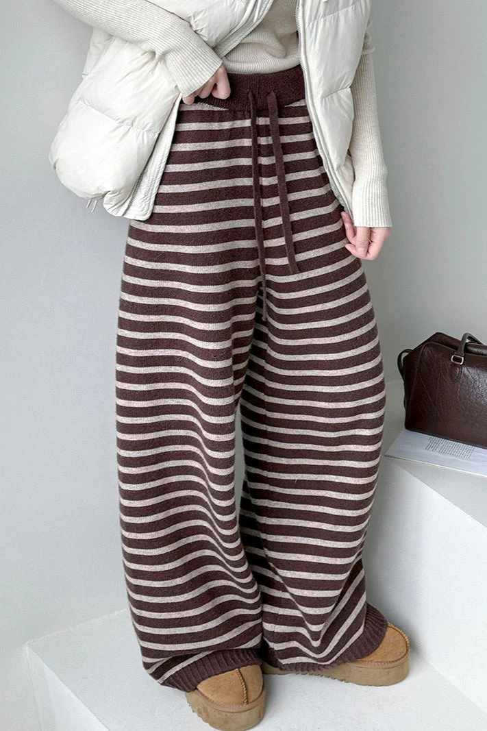 Striped Knit Thickened Casual Pants - Image 3
