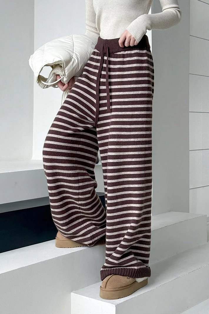 Striped Knit Thickened Casual Pants - Image 4