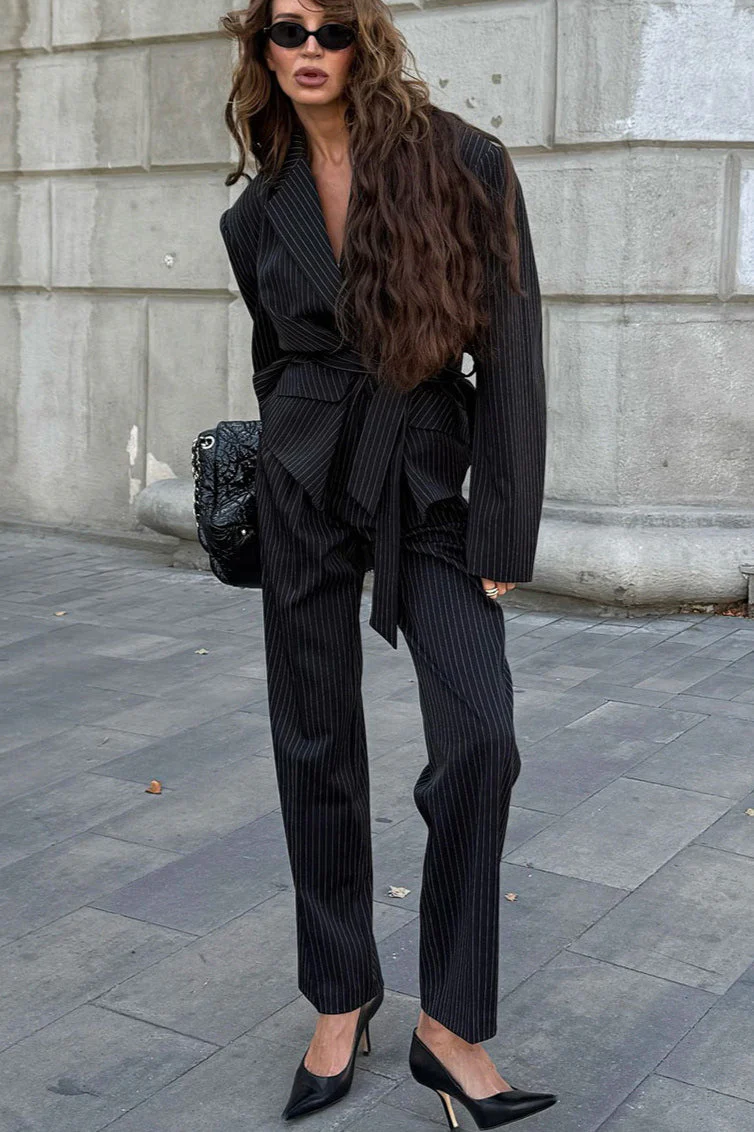 Striped Long Sleeve Blazer Suit Coat - Image 3