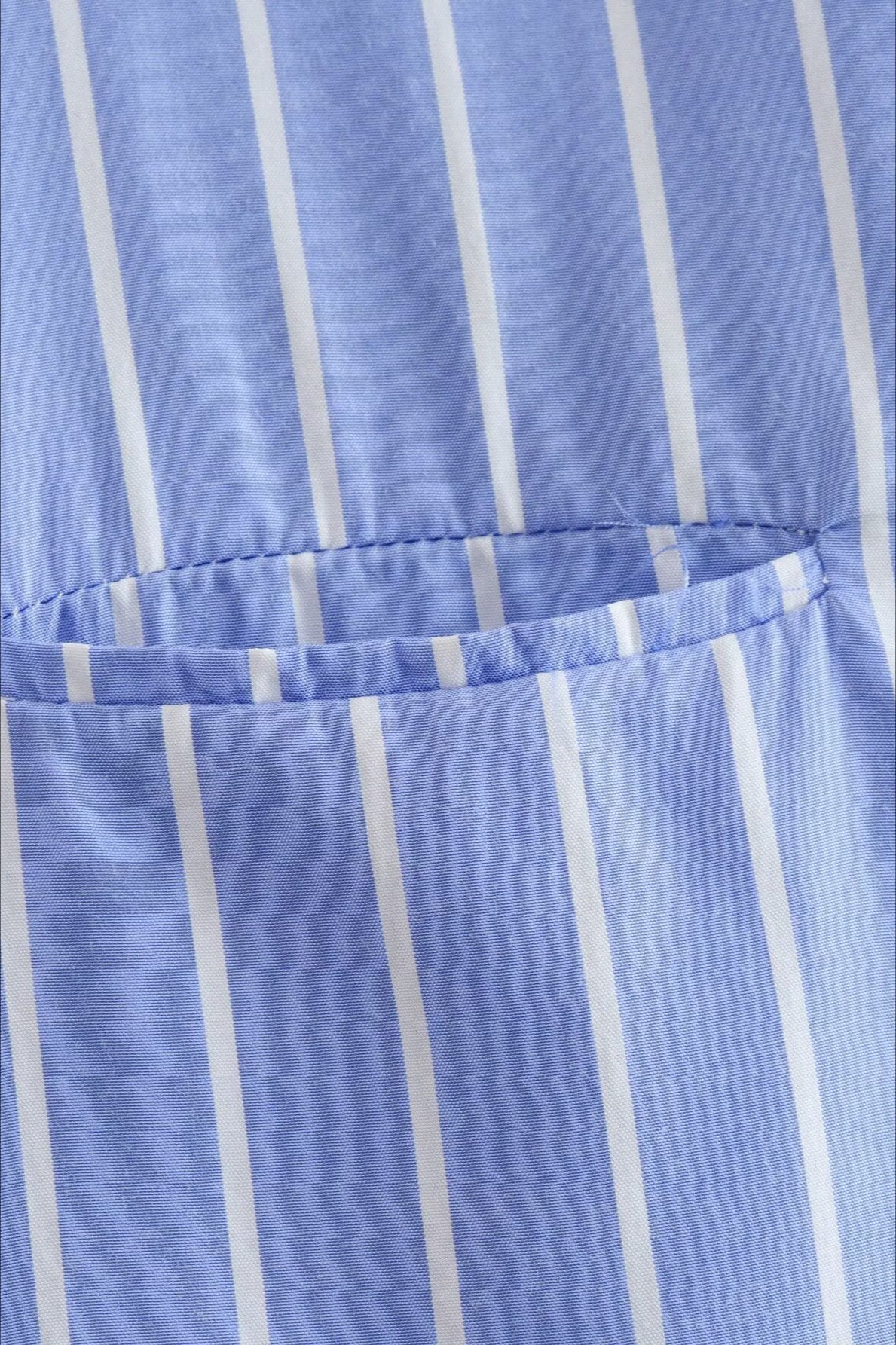 Striped Long Sleeve Loose Short Shirt Blouse - Image 3