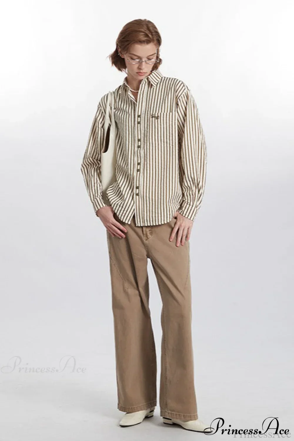 Striped Long-Sleeve Retro Fashion Blouse - Image 3