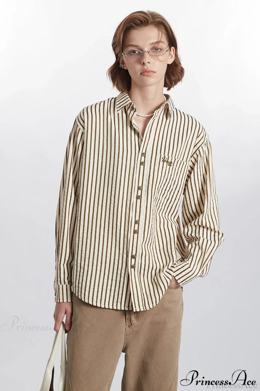 Striped Long-Sleeve Retro Fashion Blouse - Image 4