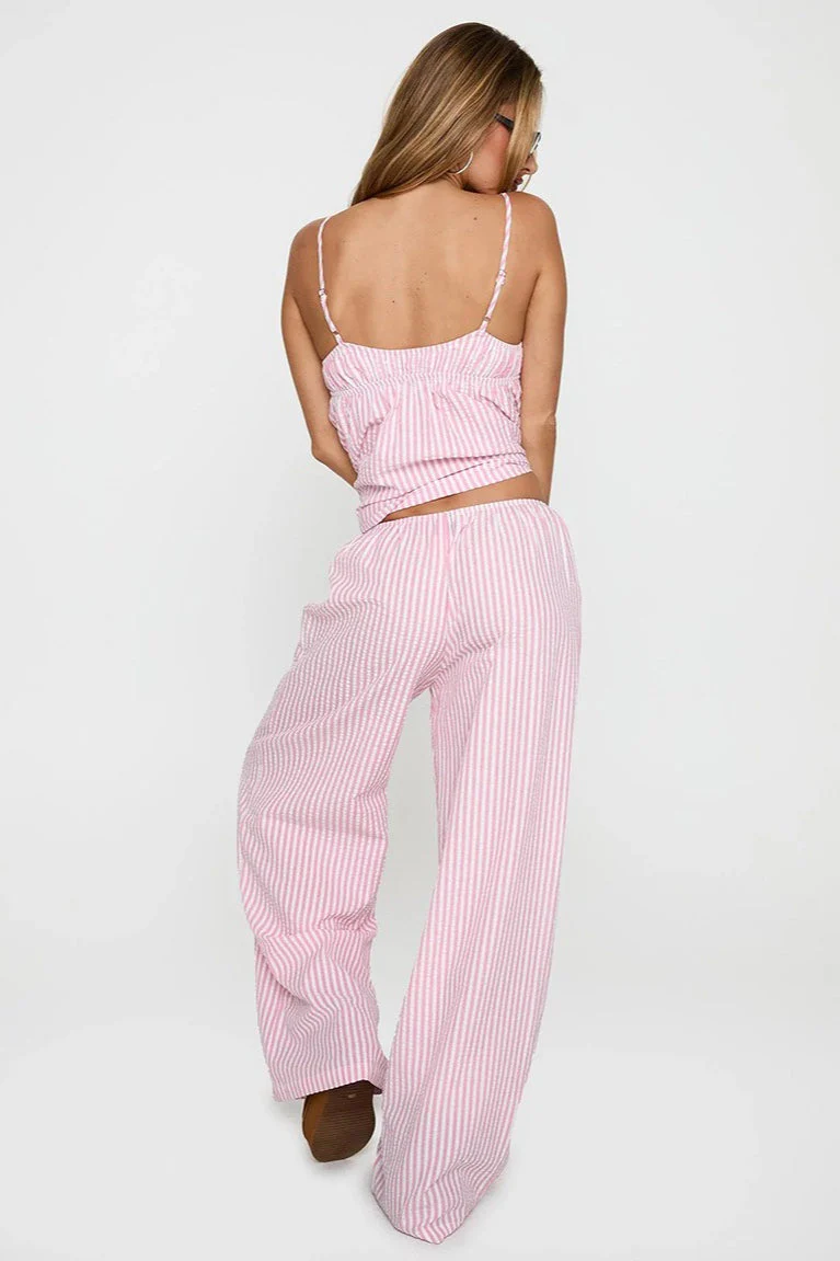 Striped Loose Cami Long Pants Two Piece Set - Image 3