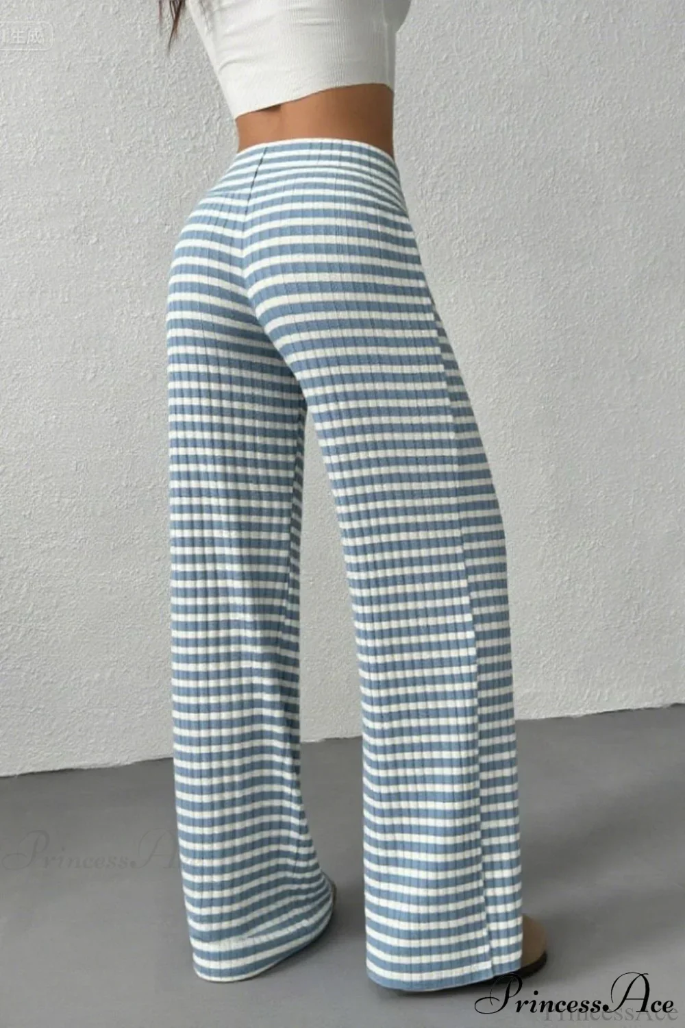 Striped Solid Knit Straight Leg Pants - Image 3
