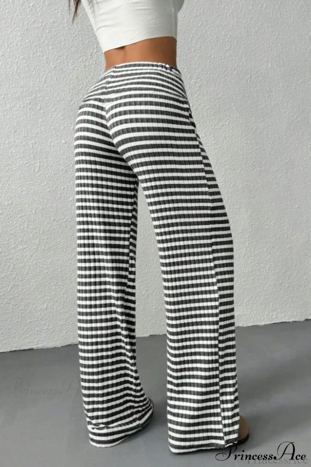 Striped Solid Knit Straight Leg Pants - Image 5