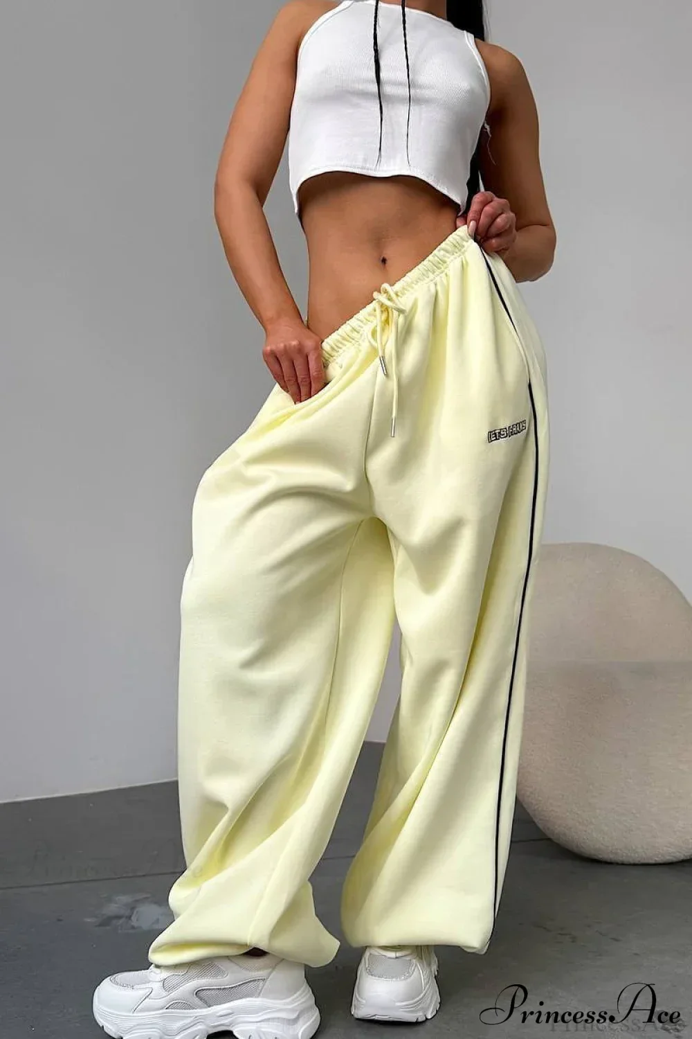Striped Wide Leg Drapey Convertible Cuffed Pants - Image 5