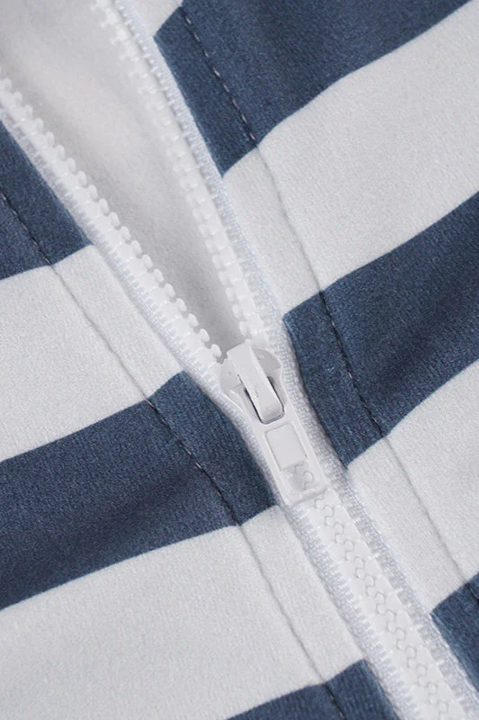 Striped Zip Long Sleeve Slim Fit Hoodie - Image 3
