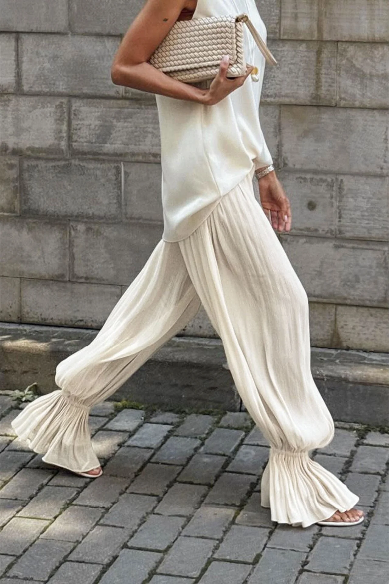 Structured Puff Ankle Chic Casual Pants - Image 3