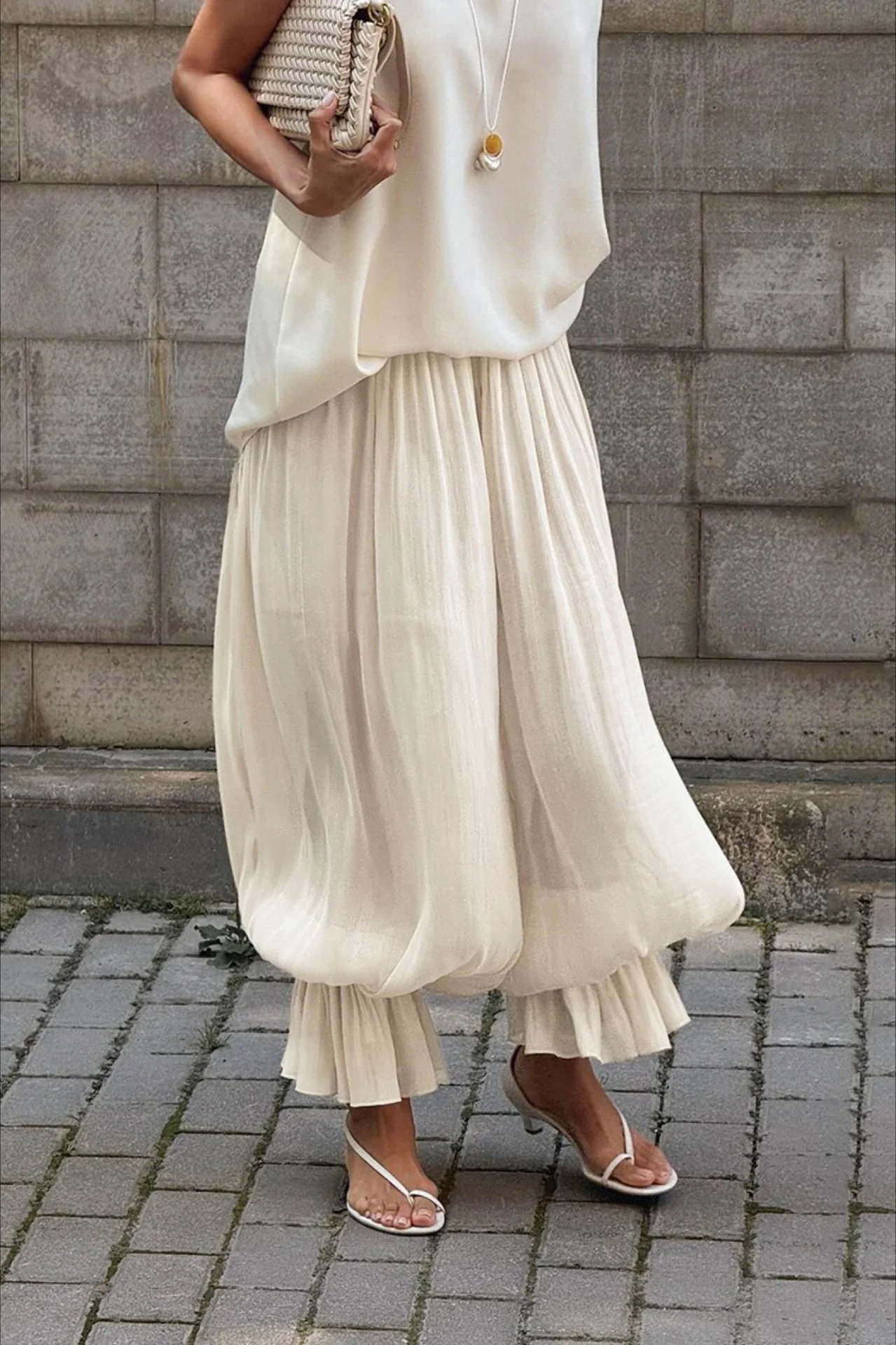 Structured Puff Ankle Chic Casual Pants - Image 4