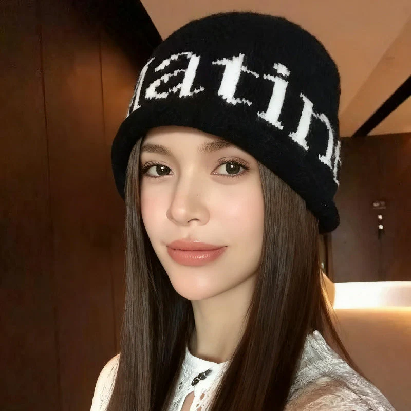 Stylish Letter Warm Slouchy Knitted Hat - Image 5