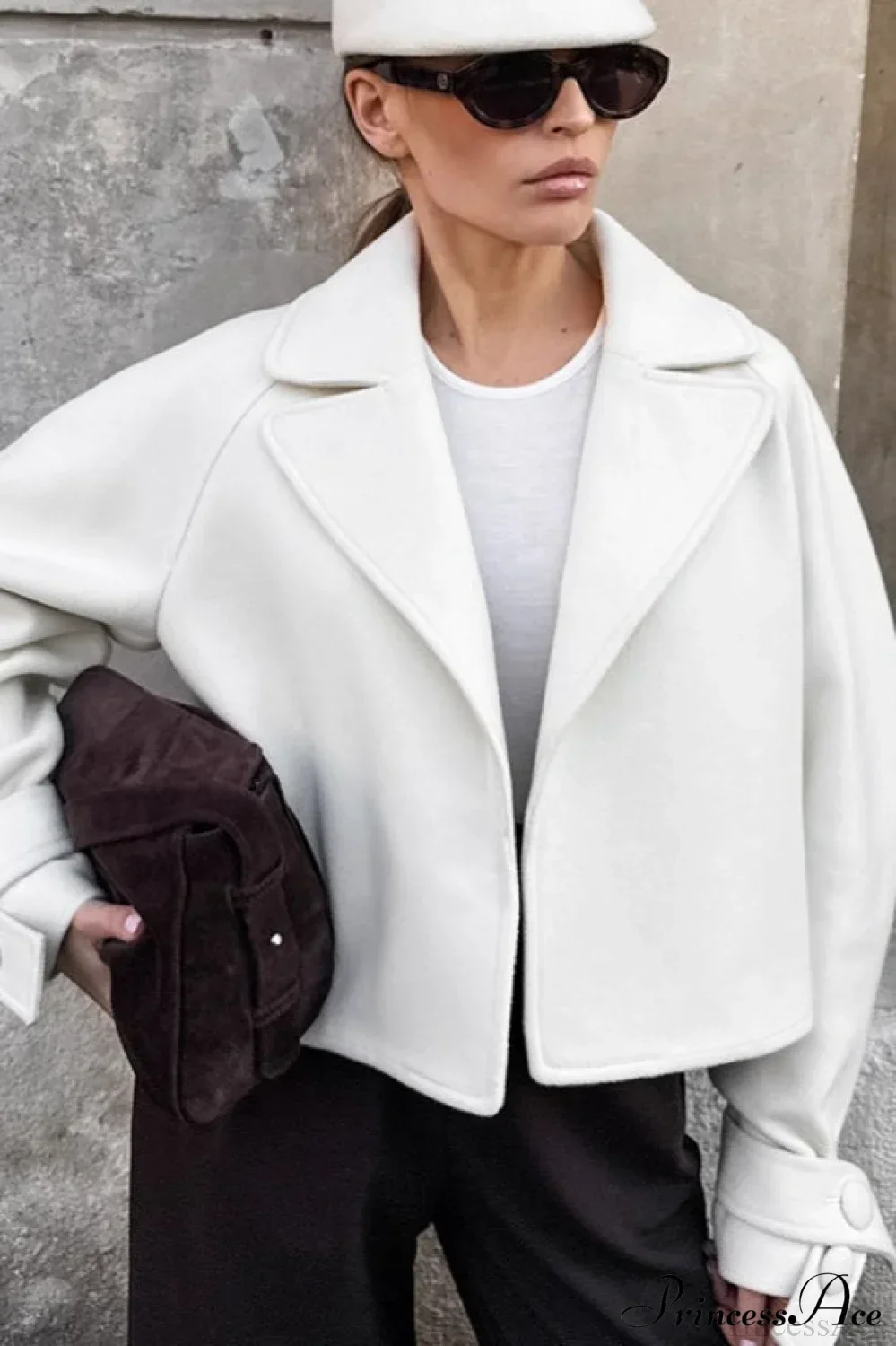Stylish Notch-Lapel Loose Wool Short Coat - Image 2