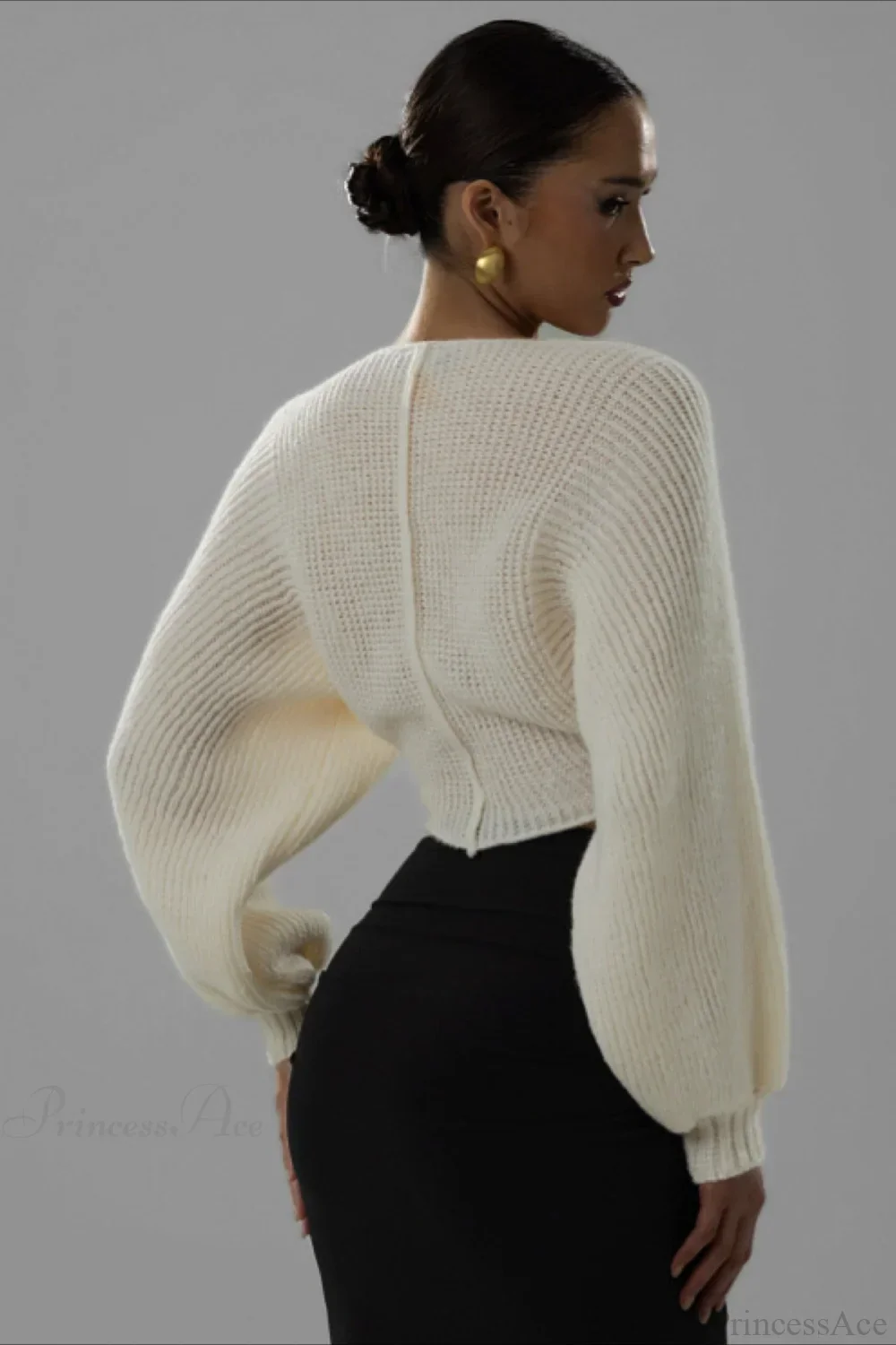 Stylish Sexy V-neck Cropped Sweater - Image 2