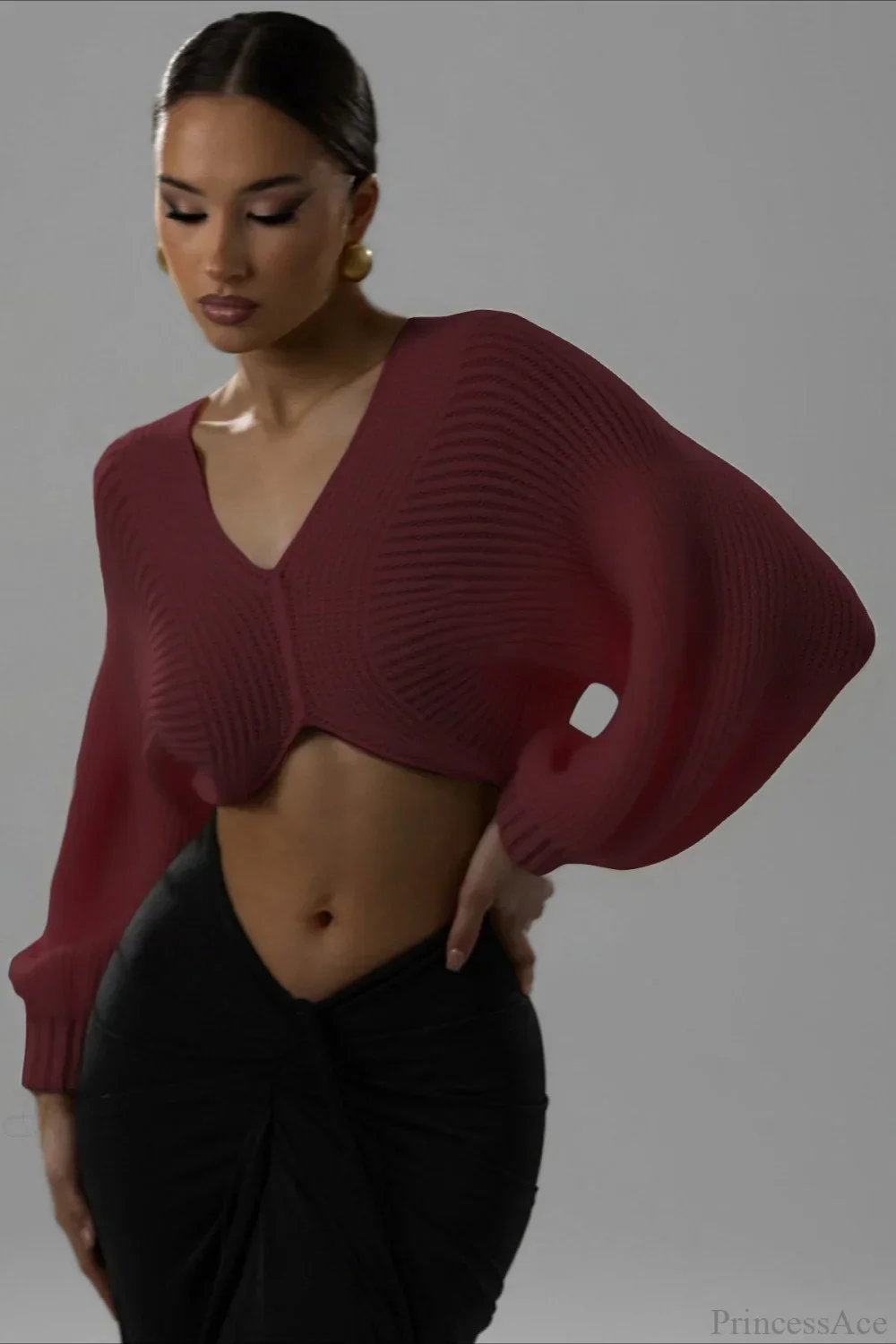 Stylish Sexy V-neck Cropped Sweater - Image 5