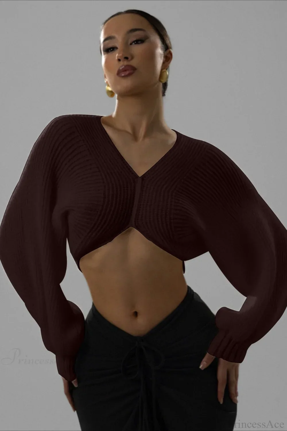 Stylish Sexy V-neck Cropped Sweater - Image 7