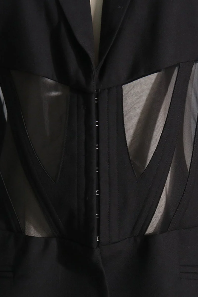 Stylish V-neck Sexy Sheer Mesh Blazer - Image 5