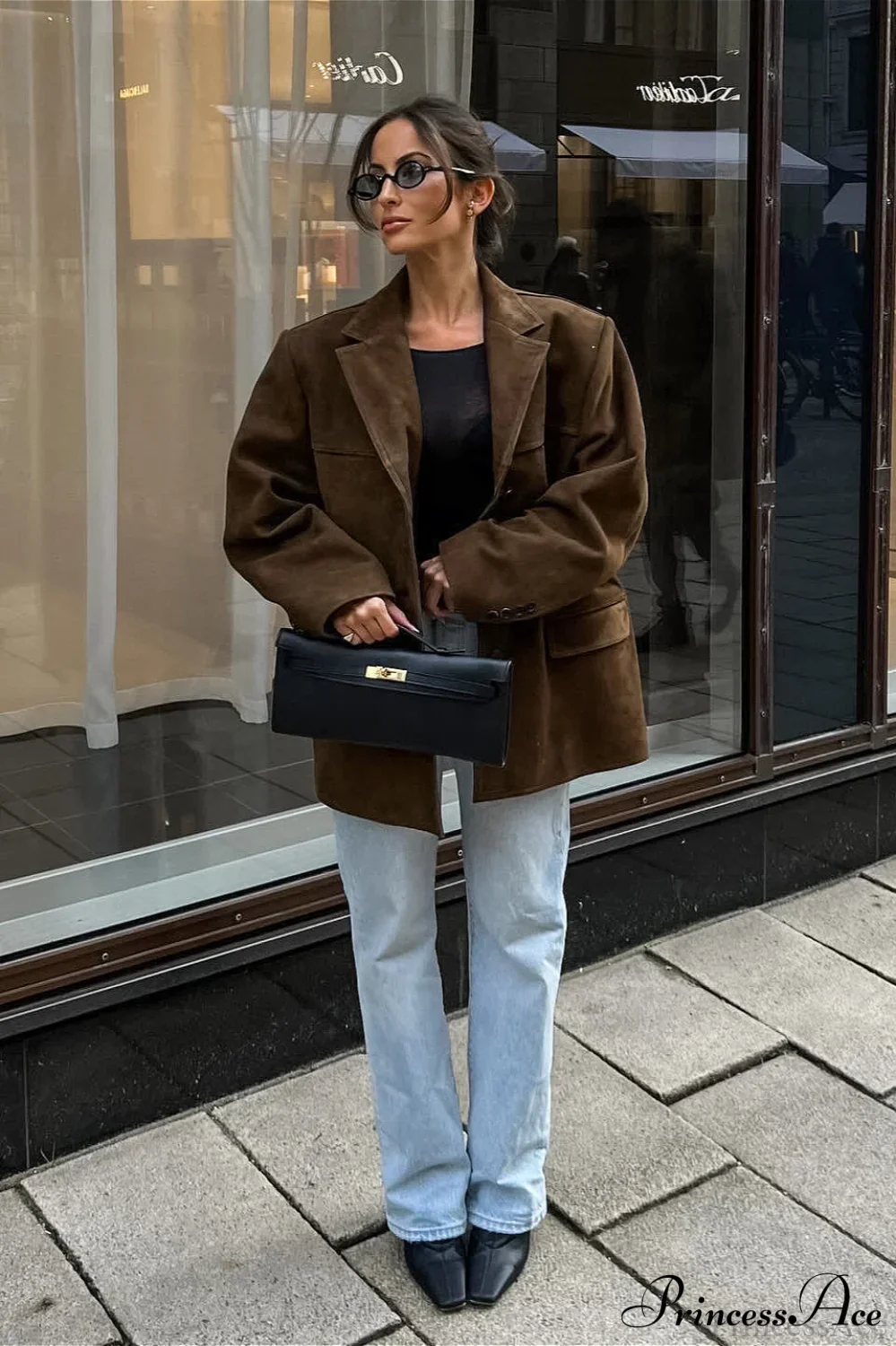 Suede Lapel Casual Blazer Coat - Image 3