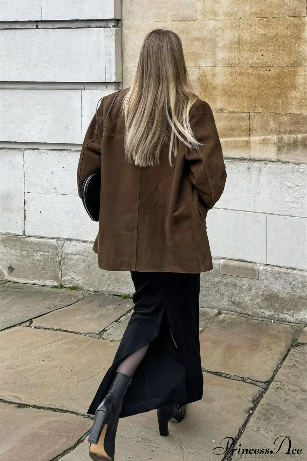 Suede Lapel Casual Blazer Coat - Image 4