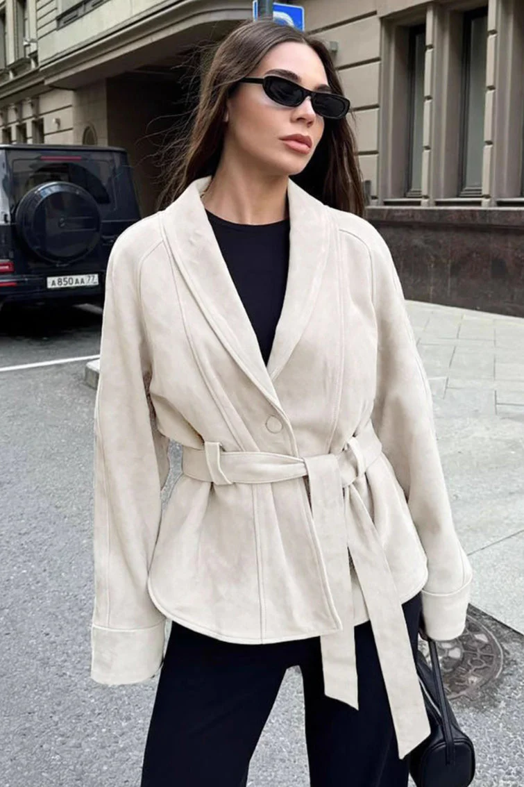 Suede Vintage Long Sleeve Jacket - Image 13