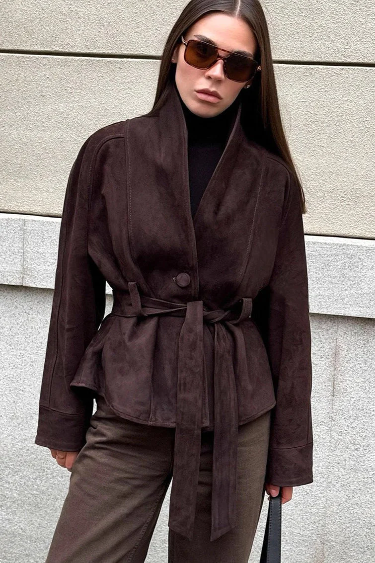 Suede Vintage Long Sleeve Jacket - Image 3