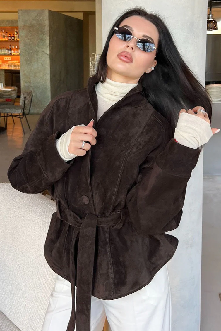 Suede Vintage Long Sleeve Jacket - Image 4