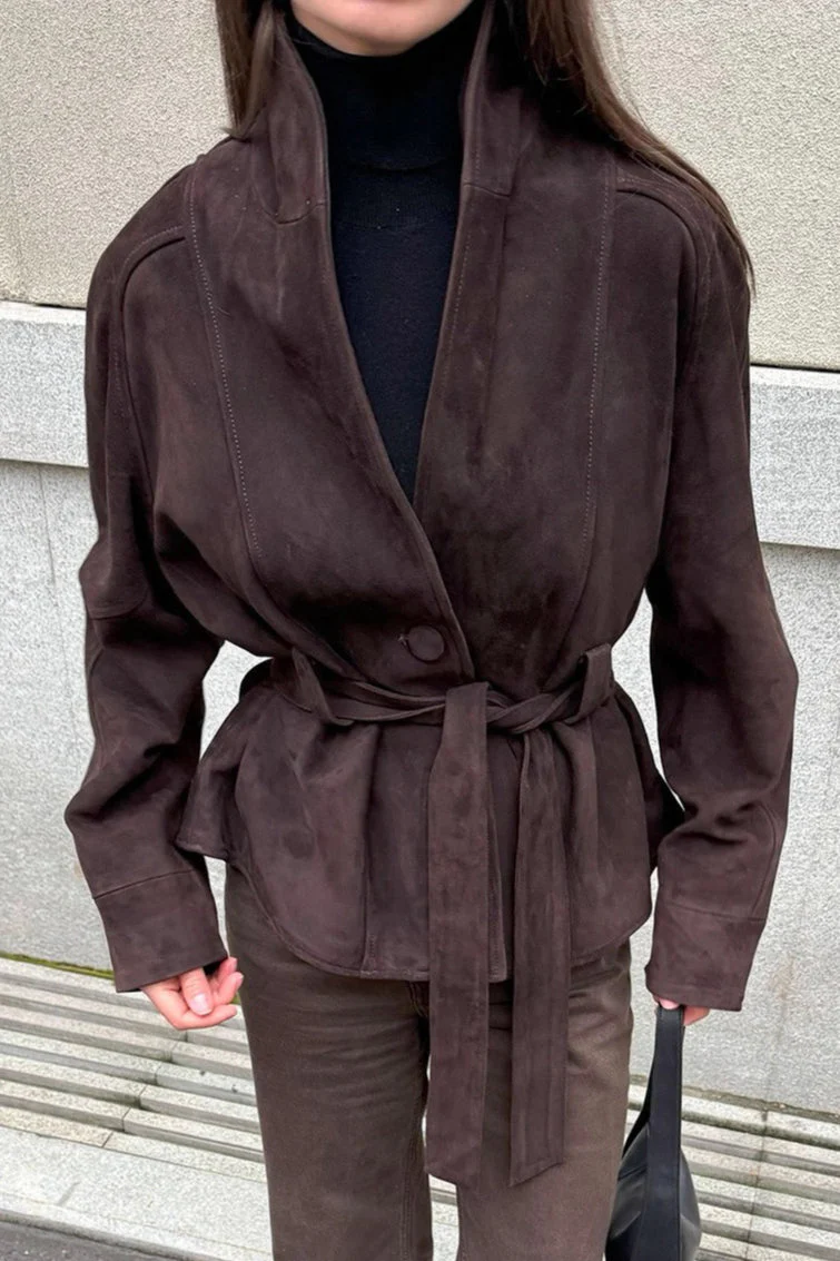 Suede Vintage Long Sleeve Jacket - Image 5