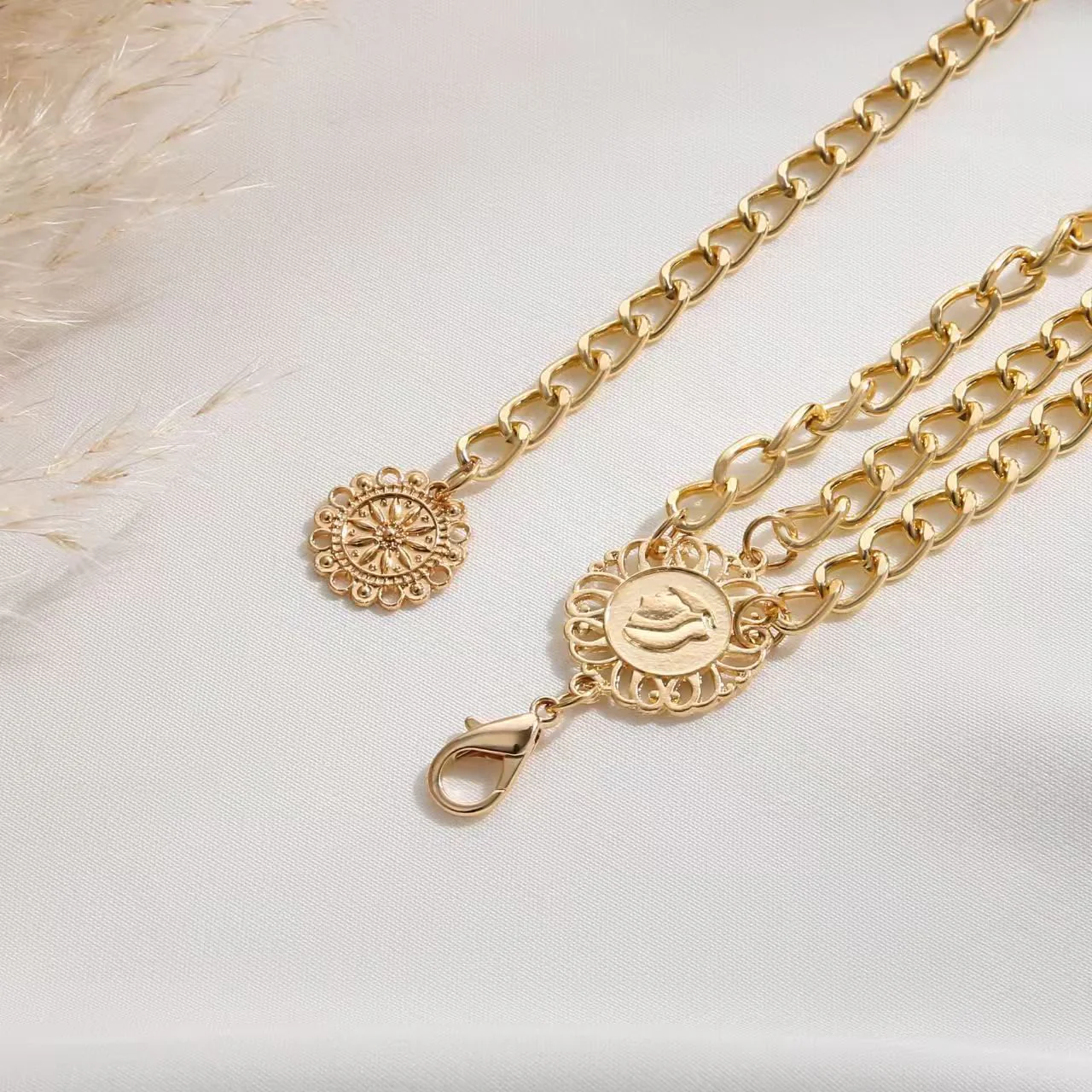 Sunflower Round Plate Retro Ethnic Waist Body Chain - Image 3
