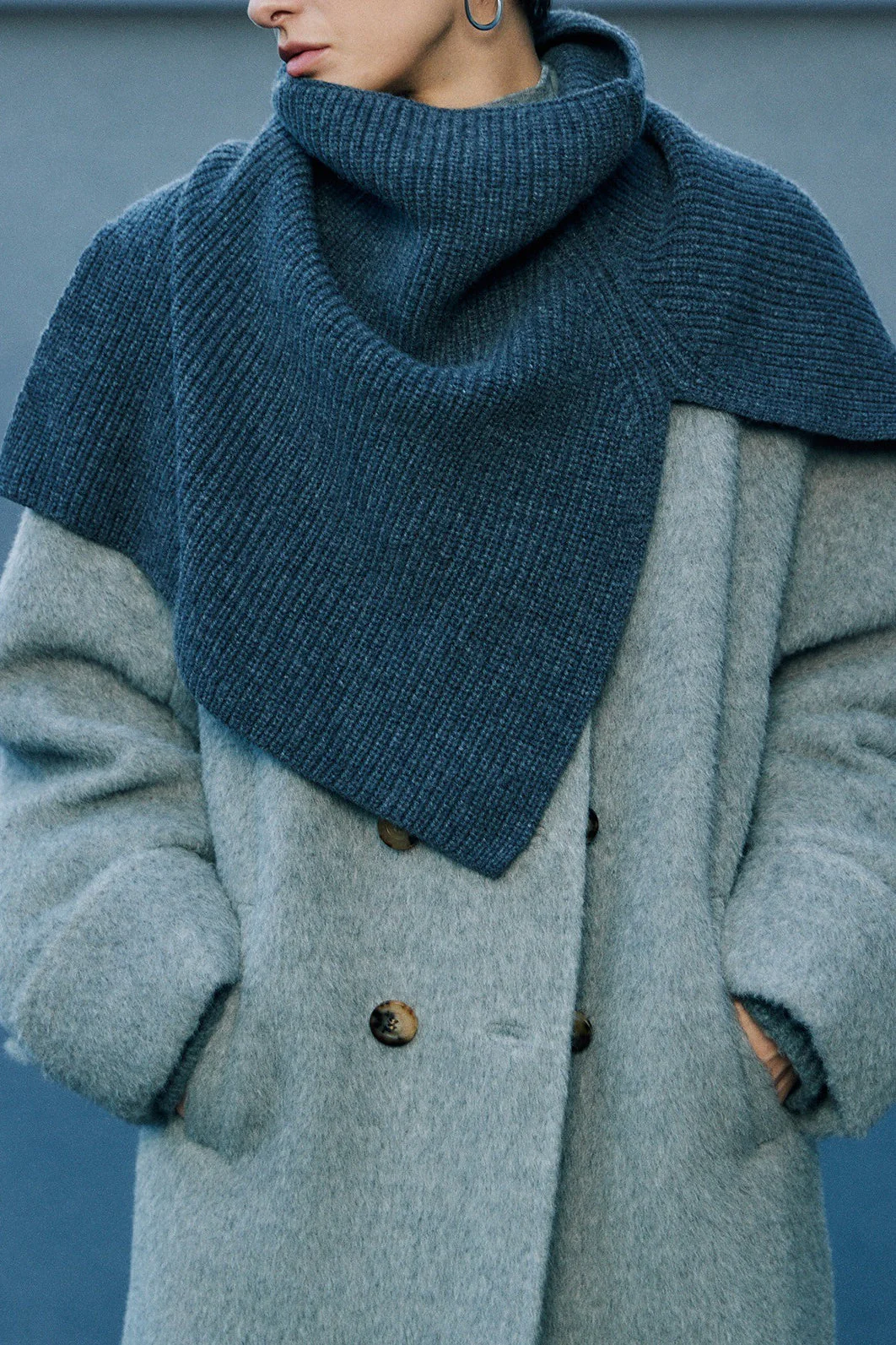 Super Fine Merino Knitted Turtleneck Split Scarf - Image 2