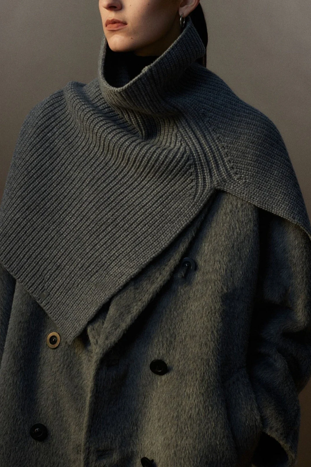 Super Fine Merino Knitted Turtleneck Split Scarf - Image 4