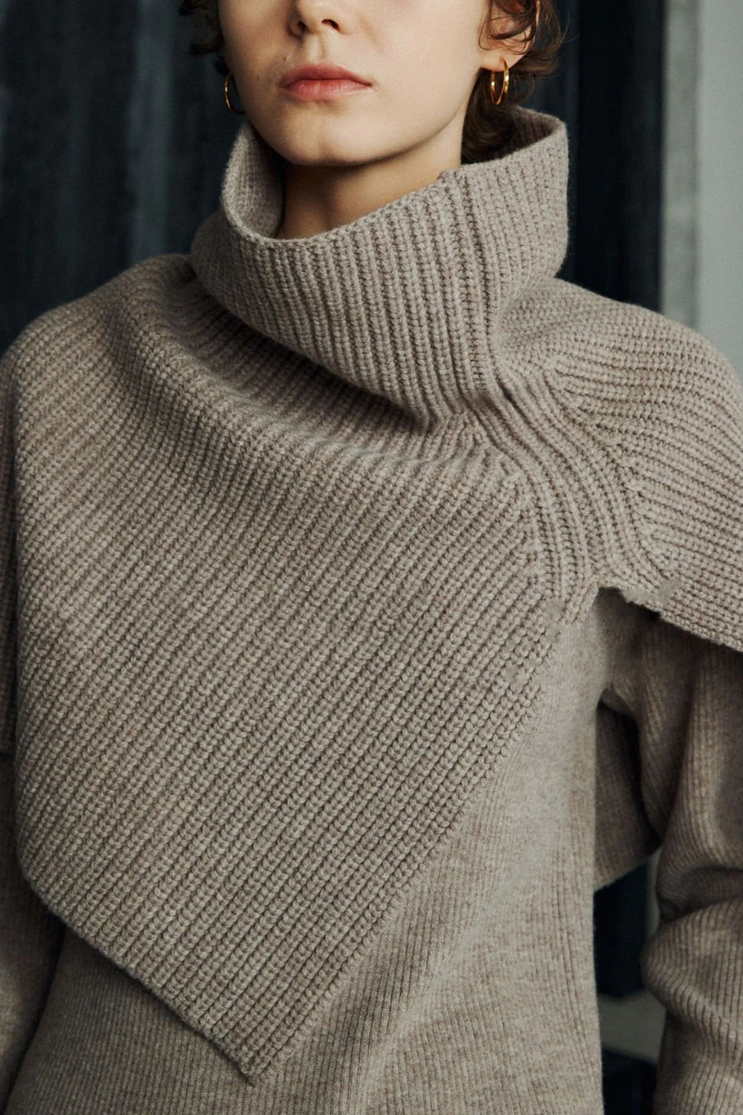 Super Fine Merino Knitted Turtleneck Split Scarf - Image 7