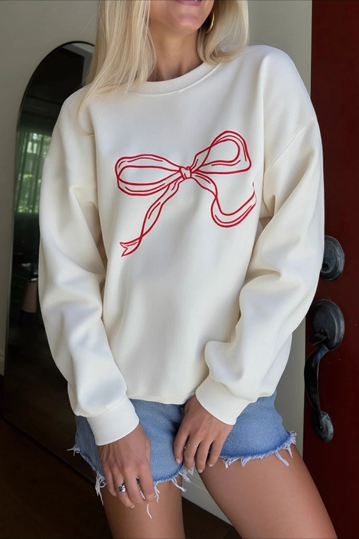Sweet Chic Relaxed Round Neck Blouse - Image 2
