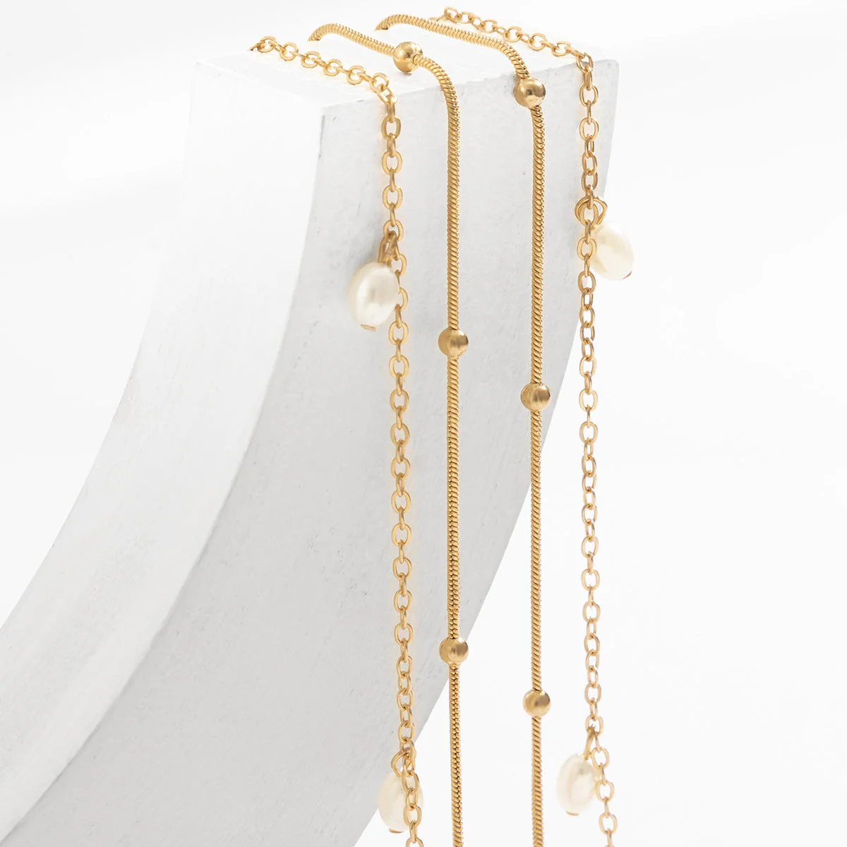 Sweet Cool Stackable Faux Pearl Metal Waist Body Chain - Image 4
