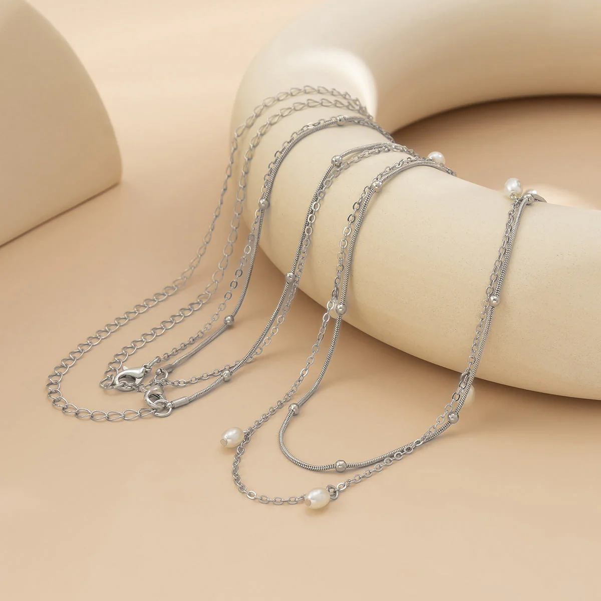 Sweet Cool Stackable Faux Pearl Metal Waist Body Chain - Image 6